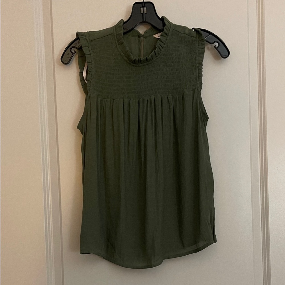 Nanette Lepore Dark Green Ruffled Blouse